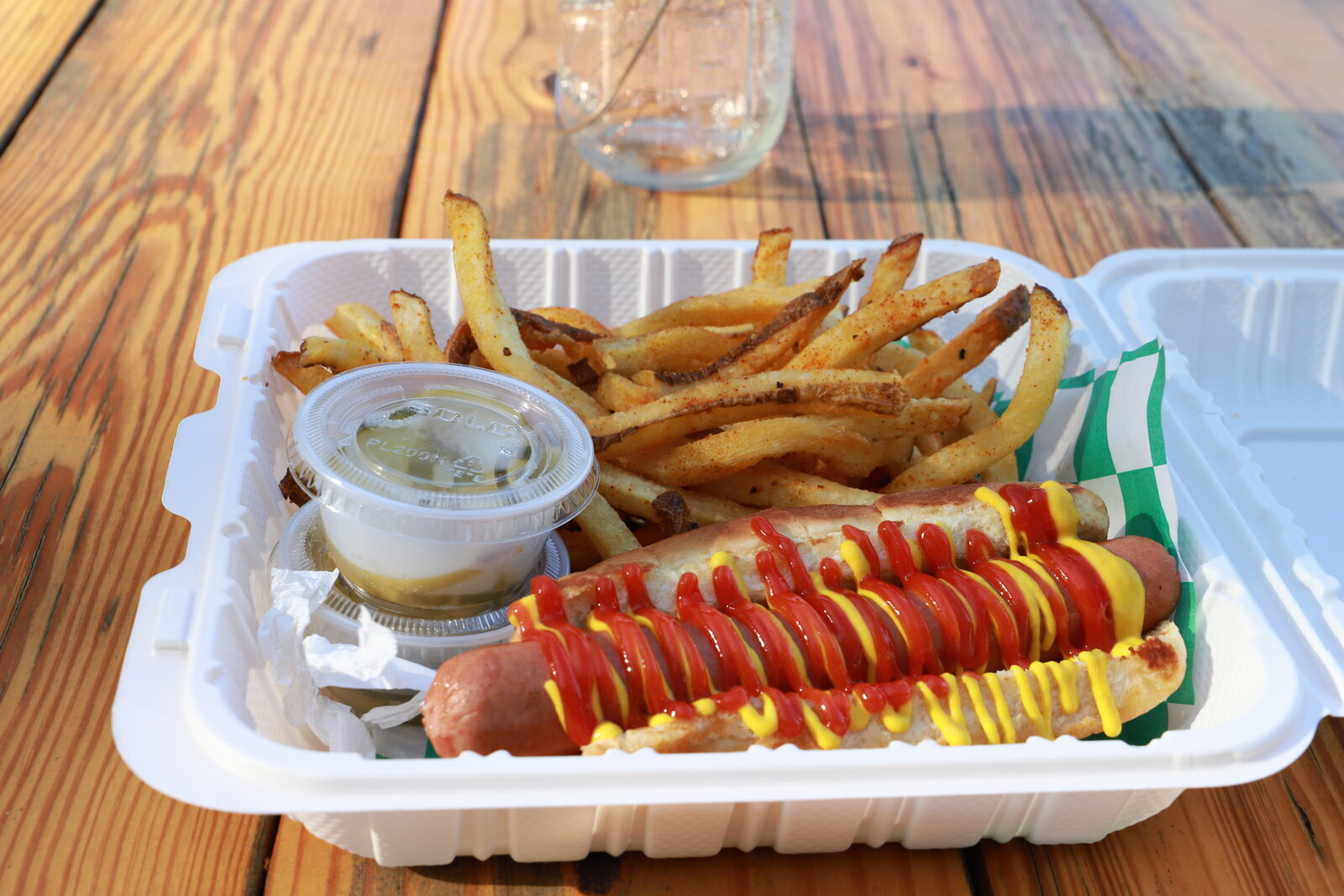 A Dog Town hot dog with fries